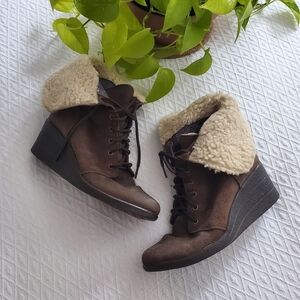 UGG "ZEA" Wedge Suede Leather Waterproof Ankle Boots
